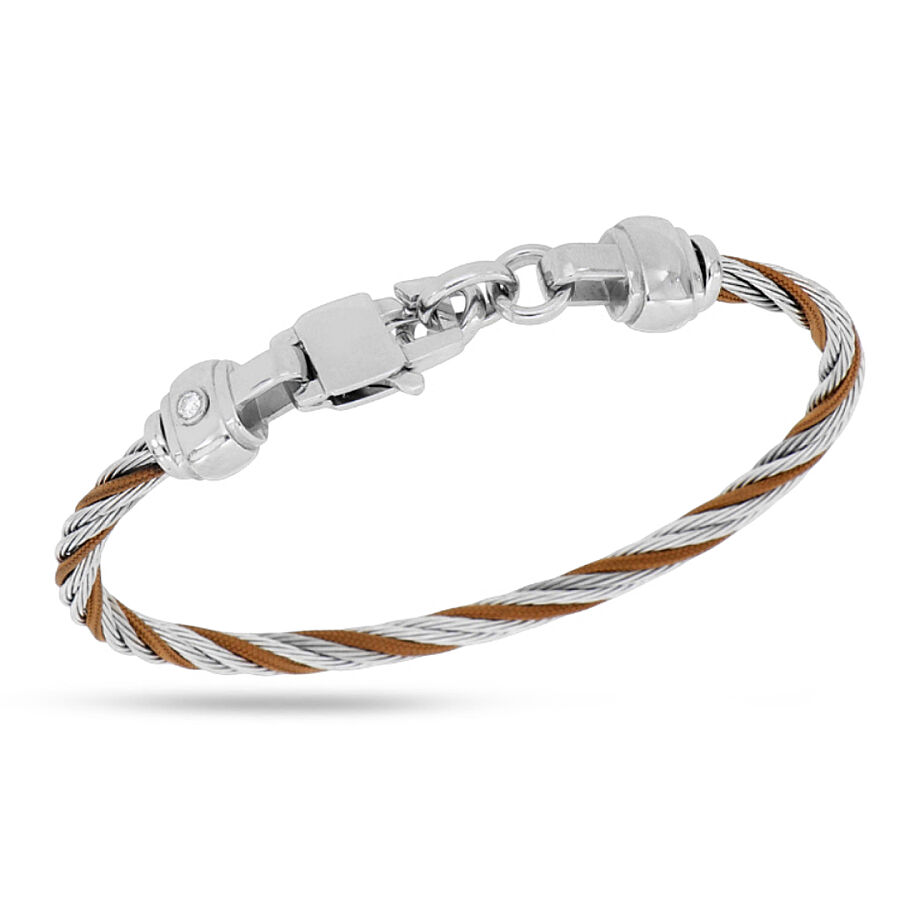 0.05 Carat Diamond Italian Stainless Steel Men's Bracelet - 1