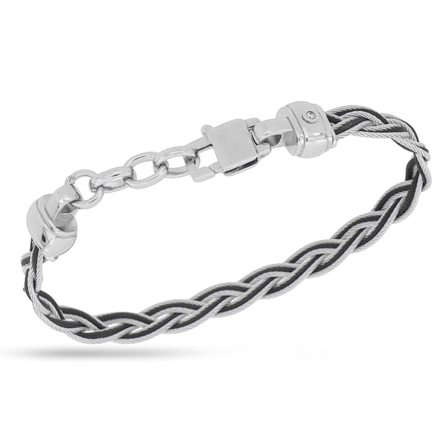 0.05 Carat Diamond Italian Stainless Steel Men's Bracelet - 1