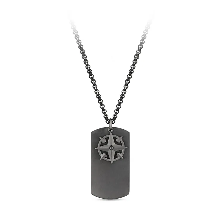 0.05 Carat Diamond Steel Men's Pendant - 1