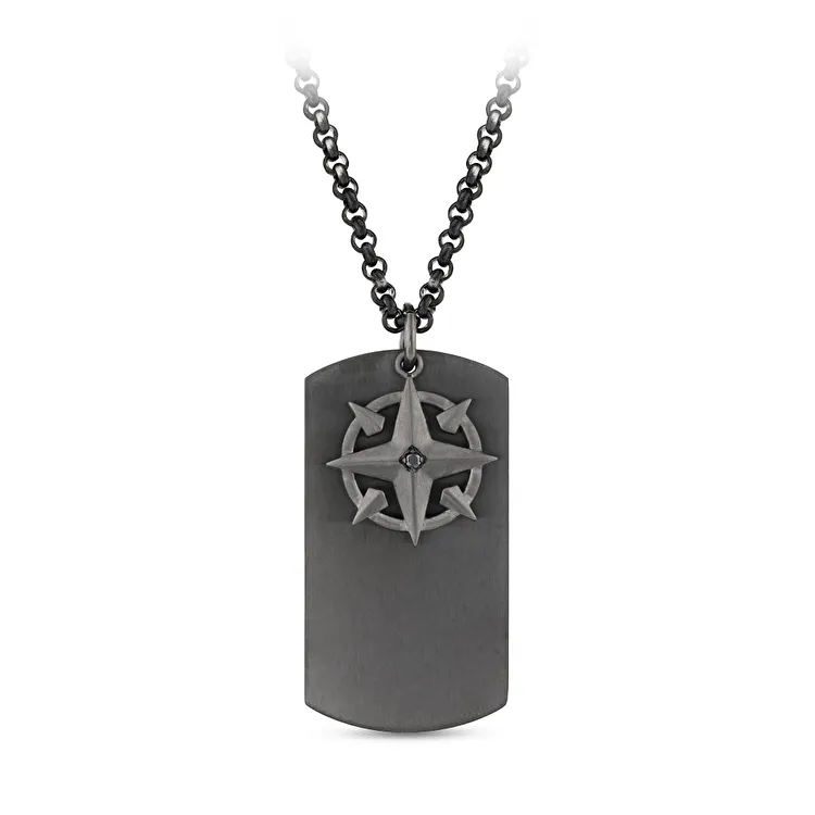 0.05 Carat Diamond Steel Men's Pendant - 2
