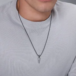 0.05 Carat Black Diamond Silver Men's Pendant - 3