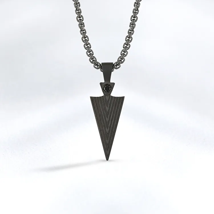 0.05 Carat Black Diamond Silver Men's Pendant - 2
