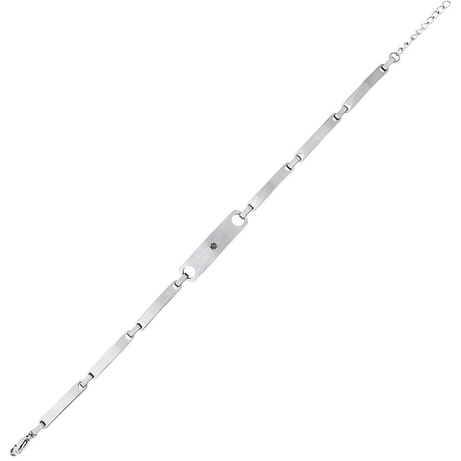 0.05 Carat Black Diamond Stainless Steel Man Bracelet - 1