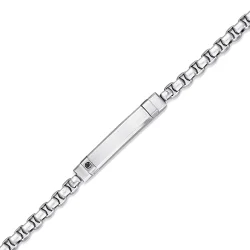 0.05 carat Black Diamond Stainless Steel Man Bracelet - 1
