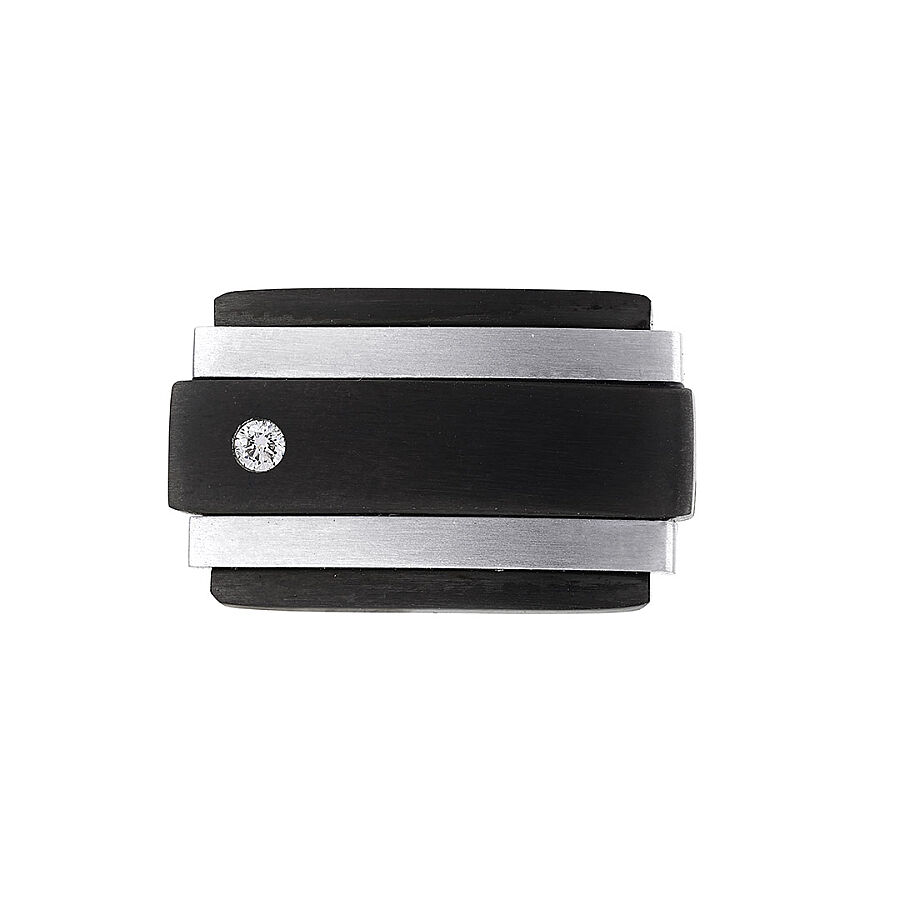 0.05 Carat Diamond Stainless Steel Cufflink - 1