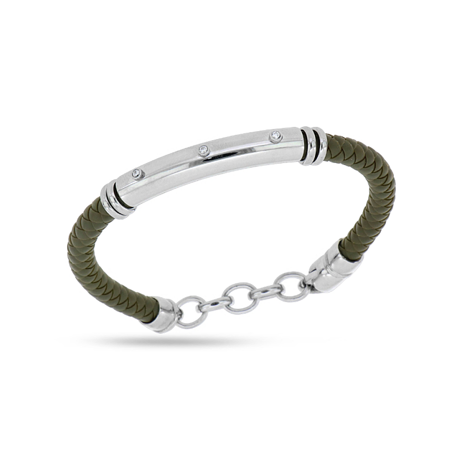 0.06 Carat Diamond Italian Stainless Steel Men's Bracelet - 1