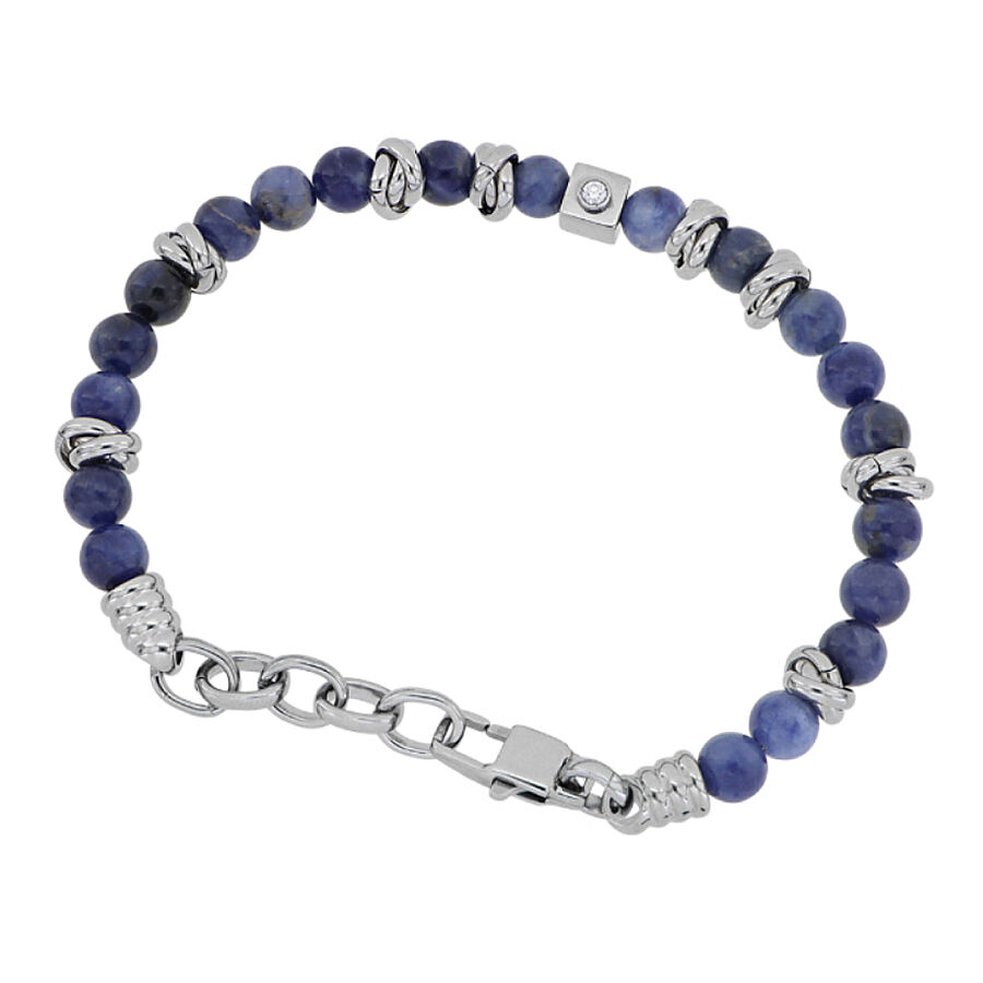 0.05 Carat Diamond Italian Stainless Steel Men's Bracelet - 1