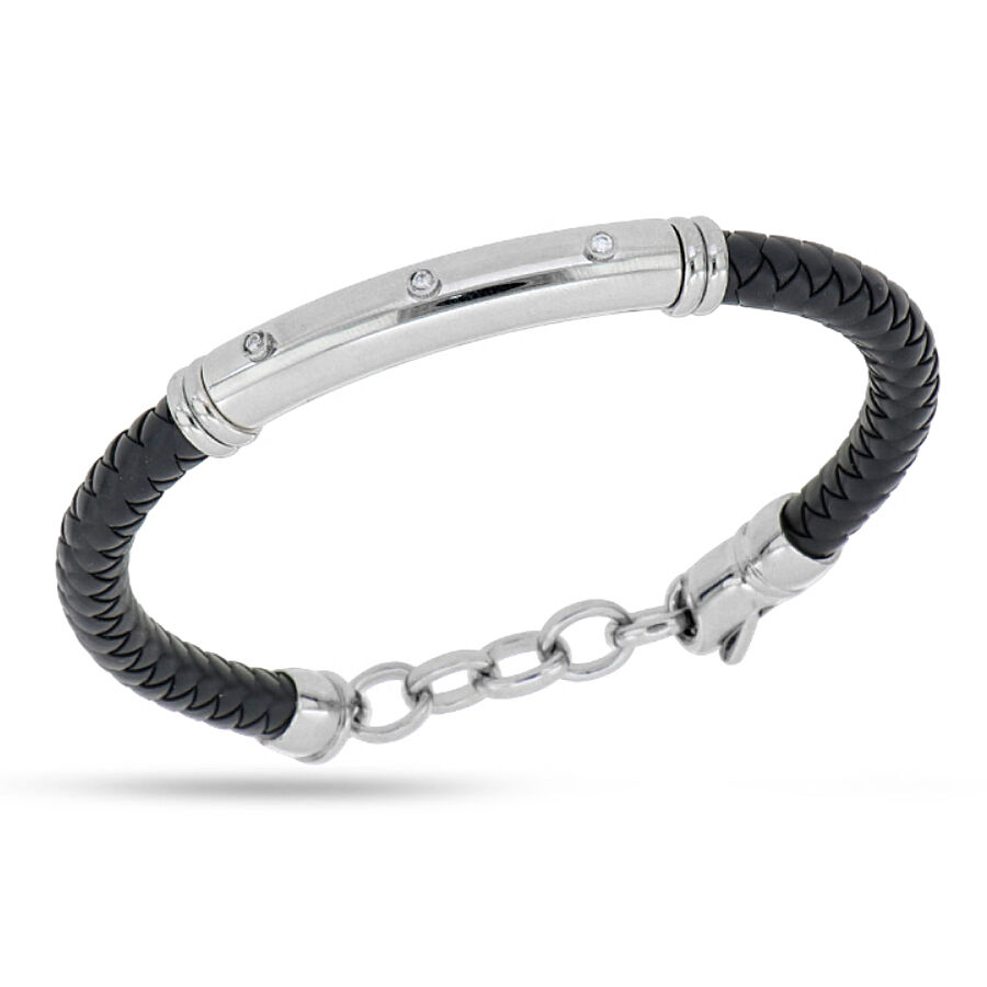 0.06 Carat Diamond Italian Stainless Steel Men's Bracelet - 1
