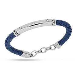 0.06 Carat Diamond Italian Stainless Steel Men's Bracelet - 1