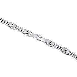 0.05 Carat Diamond Italian Stainless Steel Men's Bracelet - Zen Diamond