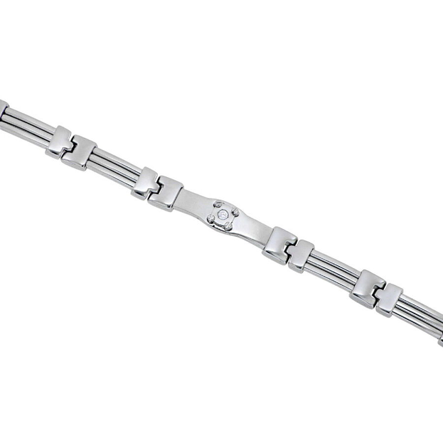 0.05 Carat Diamond Italian Stainless Steel Men's Bracelet - 1