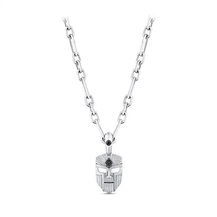 0.08 Carat Black Diamond Lion Silver Men's Pendant