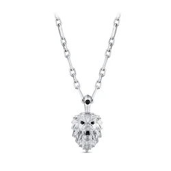 0.06 Carat Black Diamond Lion Silver Men's Pendant - Zen Diamond