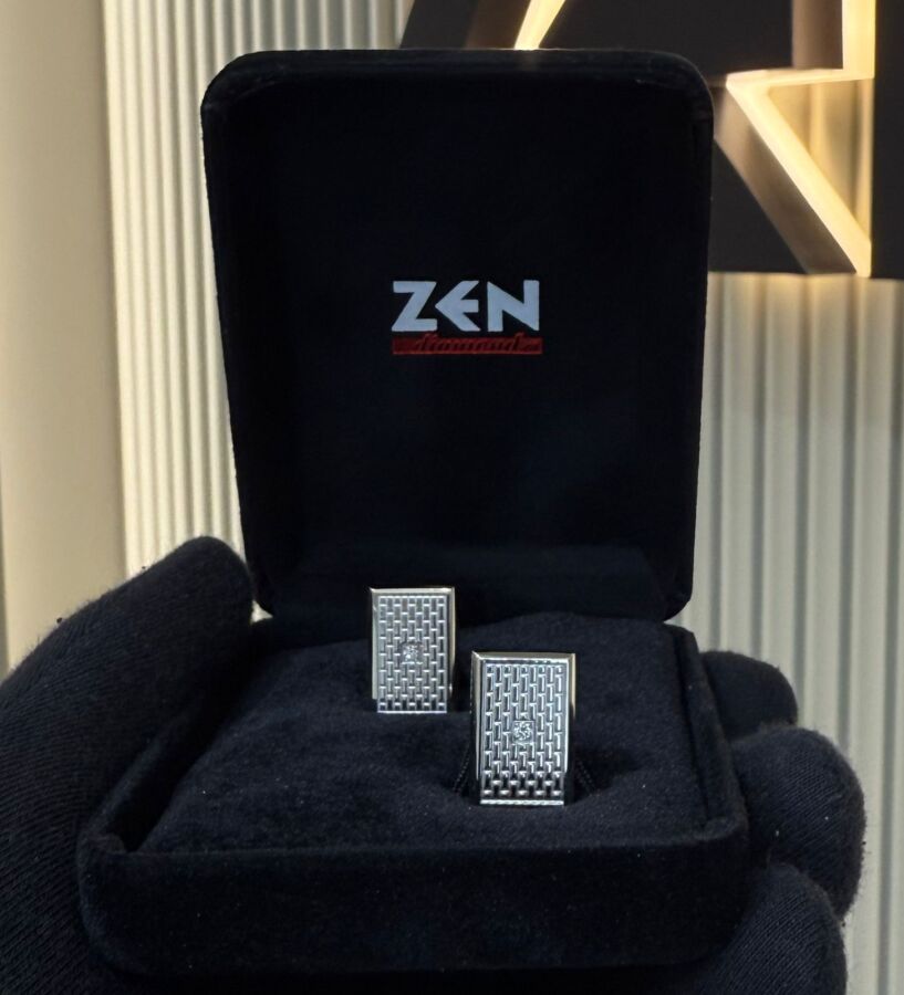 0.06 ct.Diamond Stainless Steel Cufflink - 1