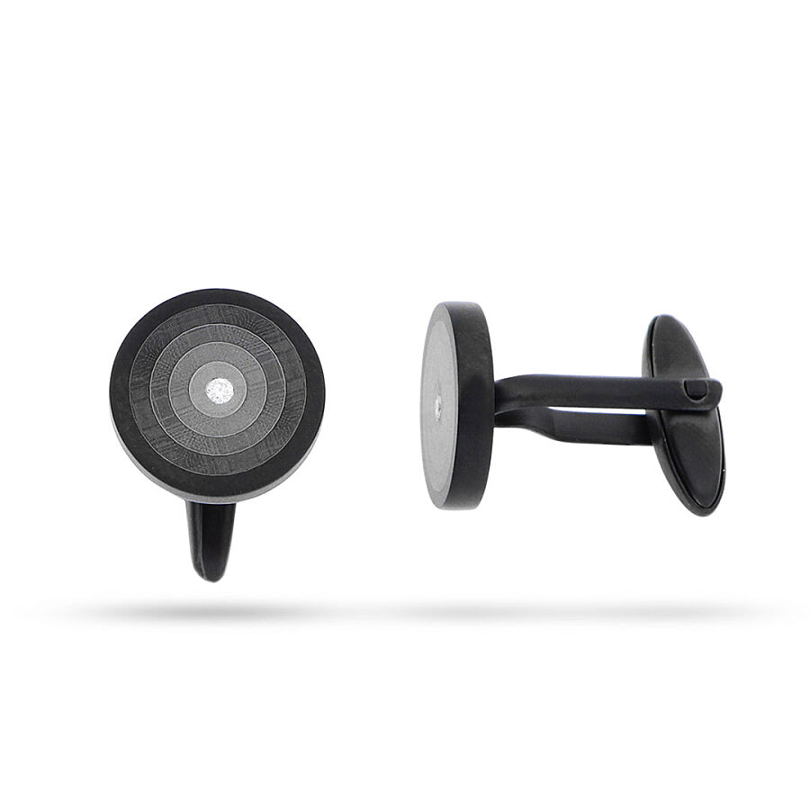 0.06 Carat Diamond Stainless Steel Cufflink - 1