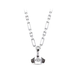 0.07 Carat Black Diamond Silver Men's Pendant - 1