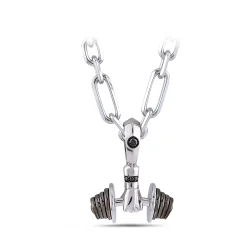 0.07 Carat Black Diamond Silver Men's Pendant - 2