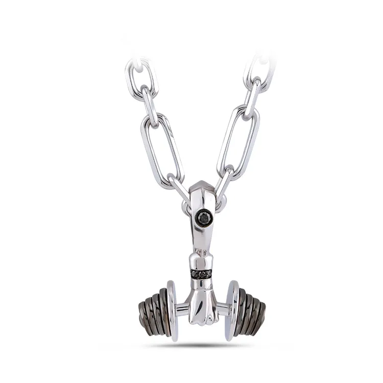 0.07 Carat Black Diamond Silver Men's Pendant - 2