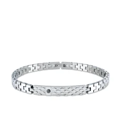 0.07 carat Black Diamond Stainless Steel Man Bracelet - 1