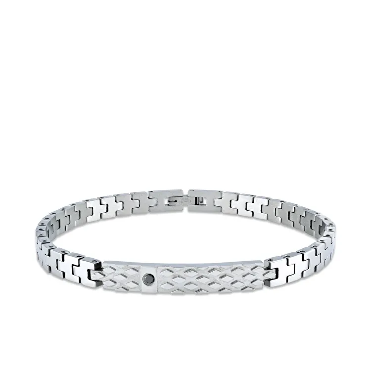 0.07 carat Black Diamond Stainless Steel Man Bracelet - 1