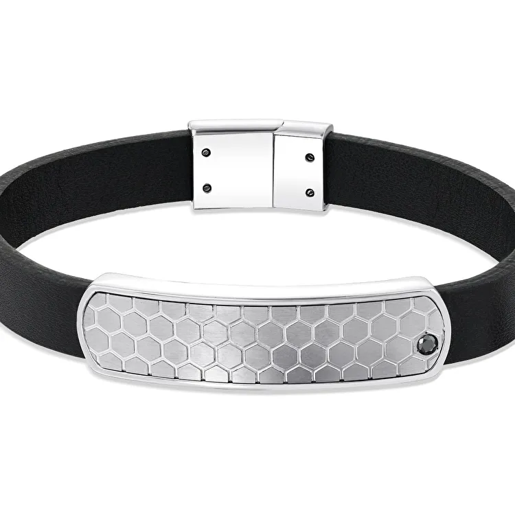 سوار ستانلس ستيل مرصع بالألماس 0,07 قراط - 2