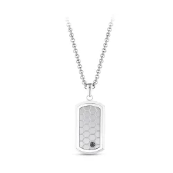 0.08 Carat Diamond Steel Men's Pendant - 1