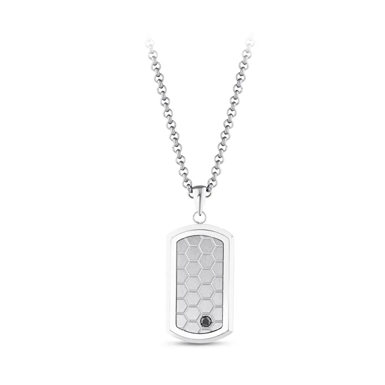 0.08 Carat Diamond Steel Men's Pendant - 1