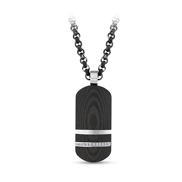 0.08 Carat Diamond Steel Men's Pendant - 2
