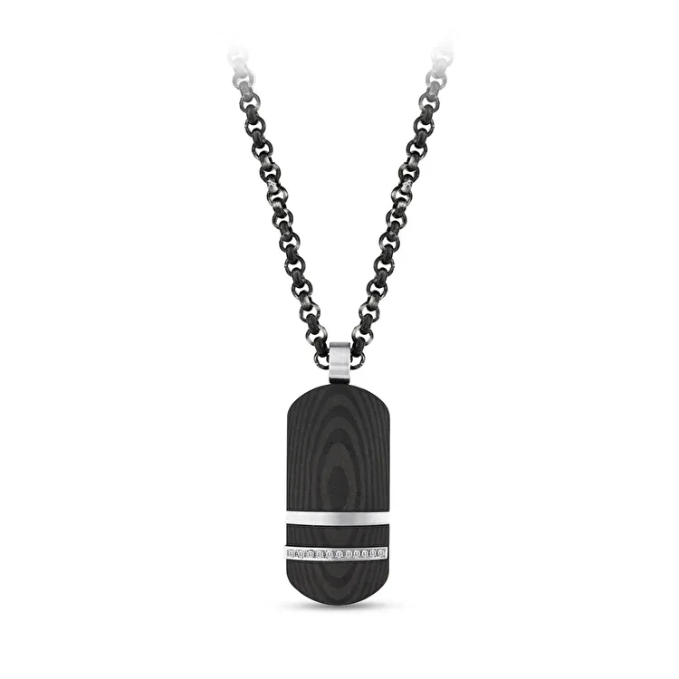 0.08 Carat Diamond Steel Men's Pendant - 1