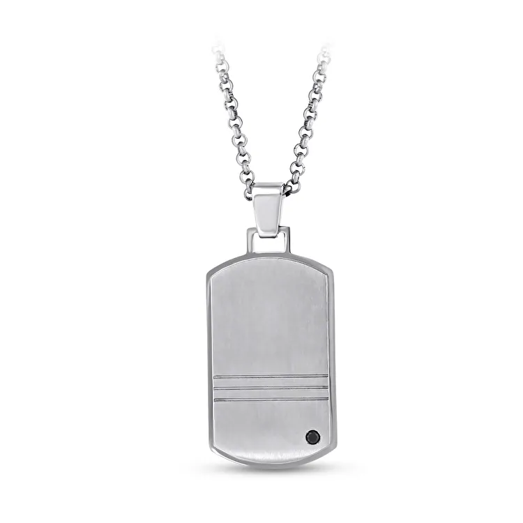 0.08 Carat Diamond Steel Men's Pendant - 2
