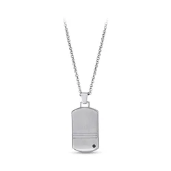 0.08 Carat Diamond Steel Men's Pendant - 1