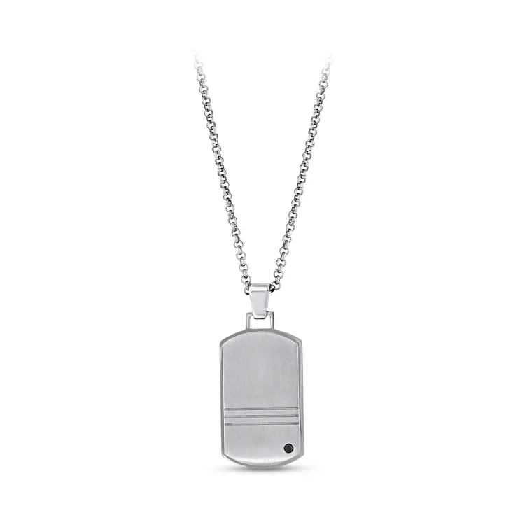 0.08 Carat Diamond Steel Men's Pendant - 1