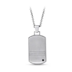 0.08 Carat Diamond Steel Men's Pendant - 2