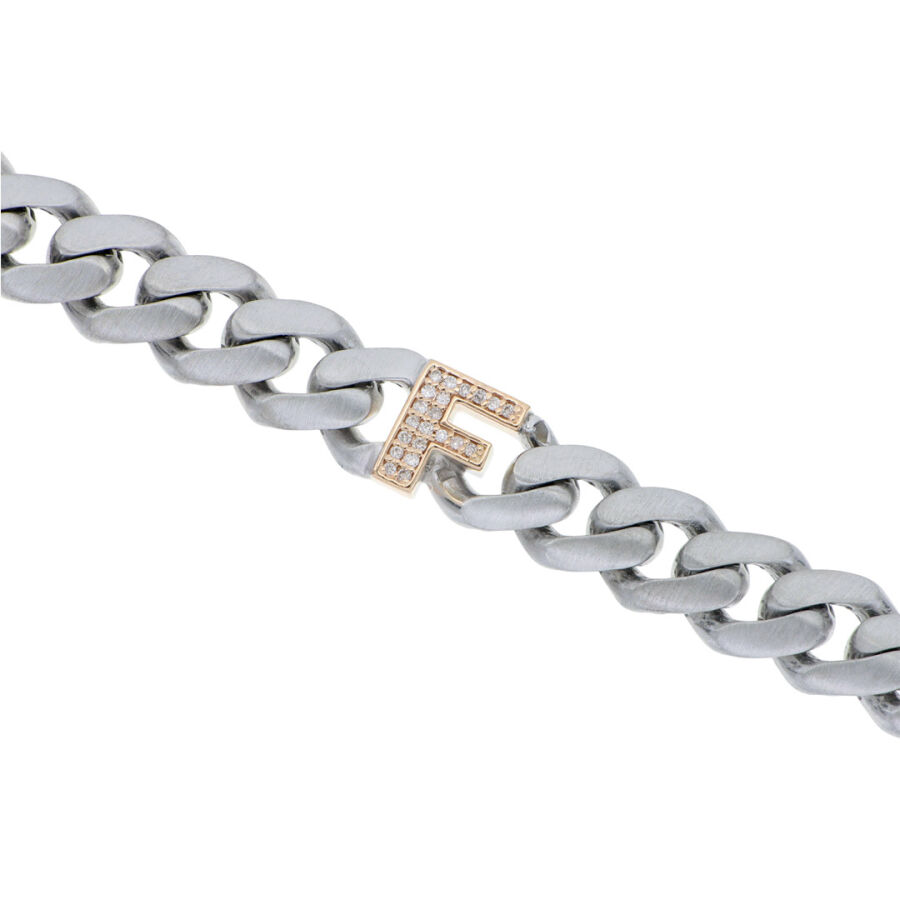 0.09 Carat Diamond Letter F Unisex Bracelet - 1