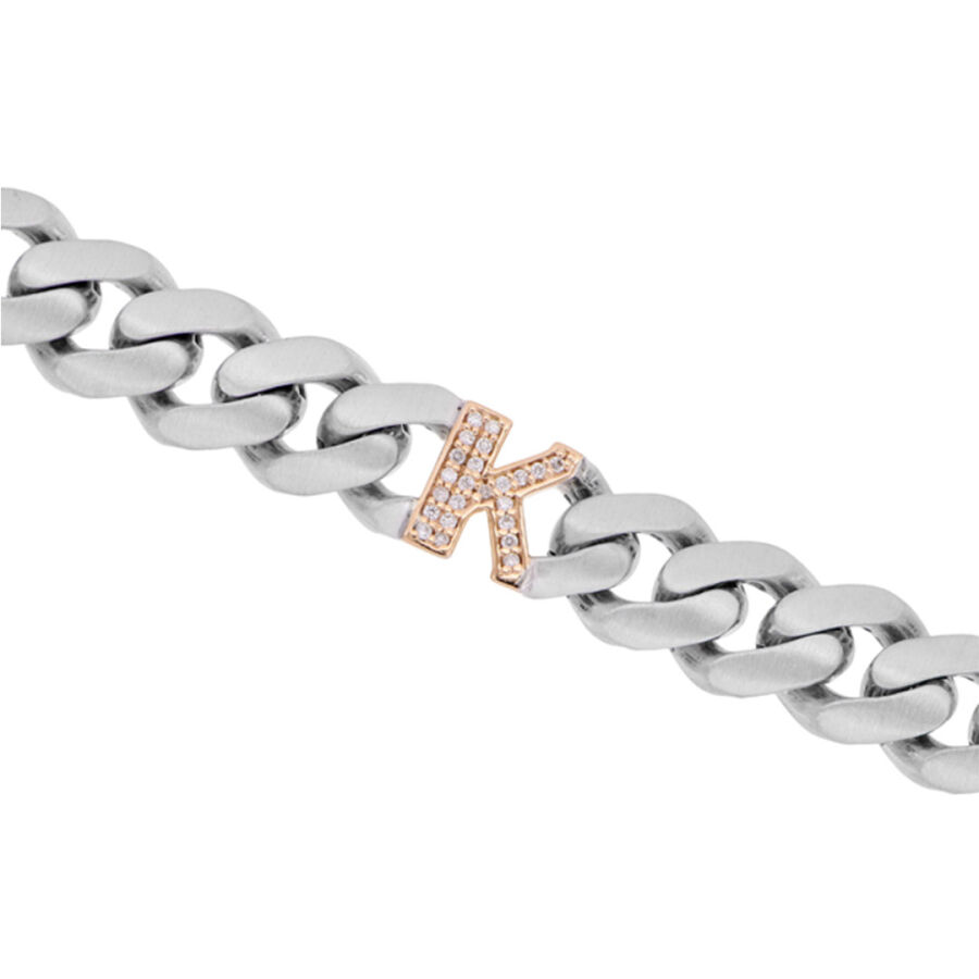 0.09 Carat Diamond Letter K Unisex Bracelet - 1