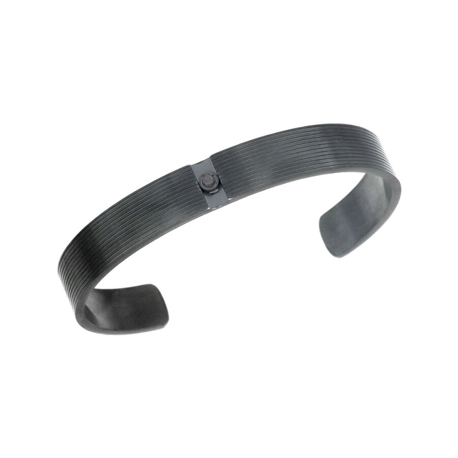 0.10 Carat Black Diamond Stainless Steel Man Bracelet - 1