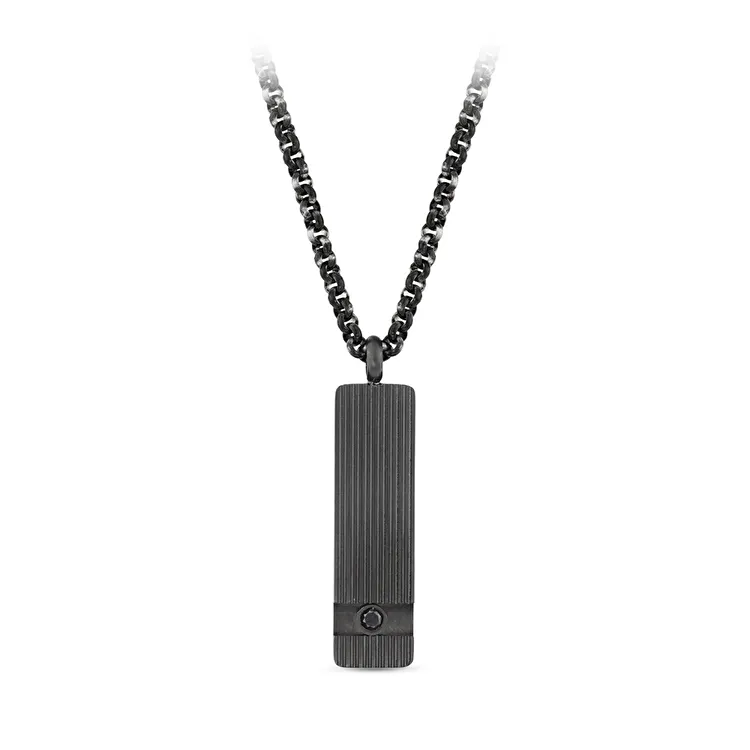 0.11 Carat Black Diamond Stainless Steel Pendant - 1
