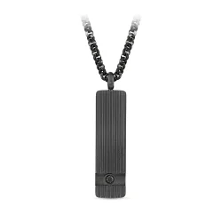 0.11 Carat Black Diamond Stainless Steel Pendant - 2