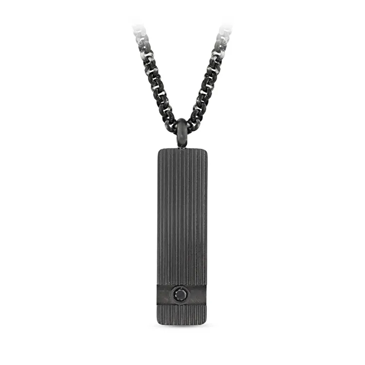 0.11 Carat Black Diamond Stainless Steel Pendant - 2