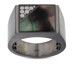 0.11 Carat Diamond Silver Men's Ring - 1