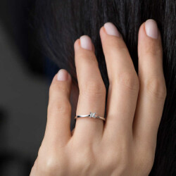 0.11 ct.Princess Solitaire Diamond Ring - 1