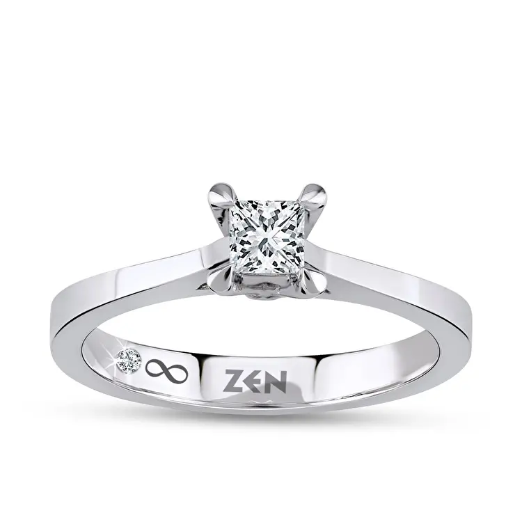 0.11 ct.Princess Solitaire Diamond Ring - 4