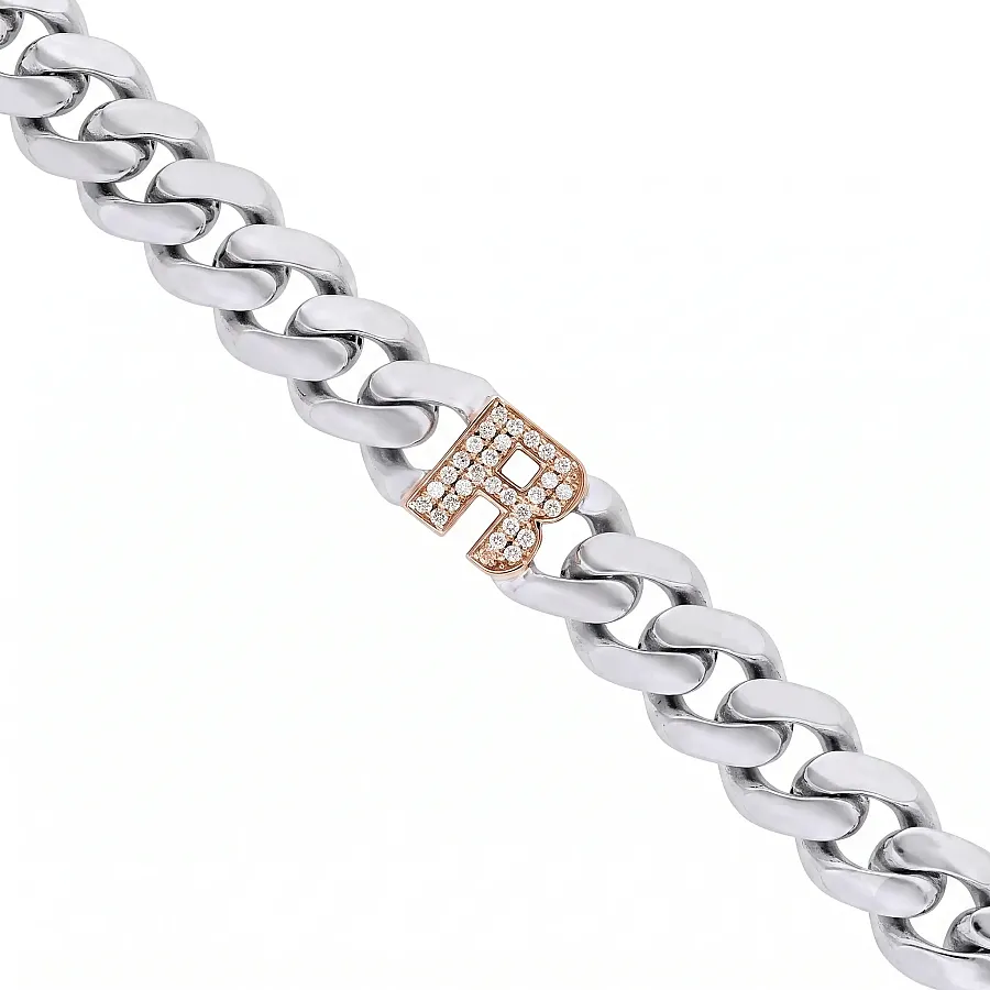 0.12 Carat Diamond Letter R Unisex Bracelet - 1