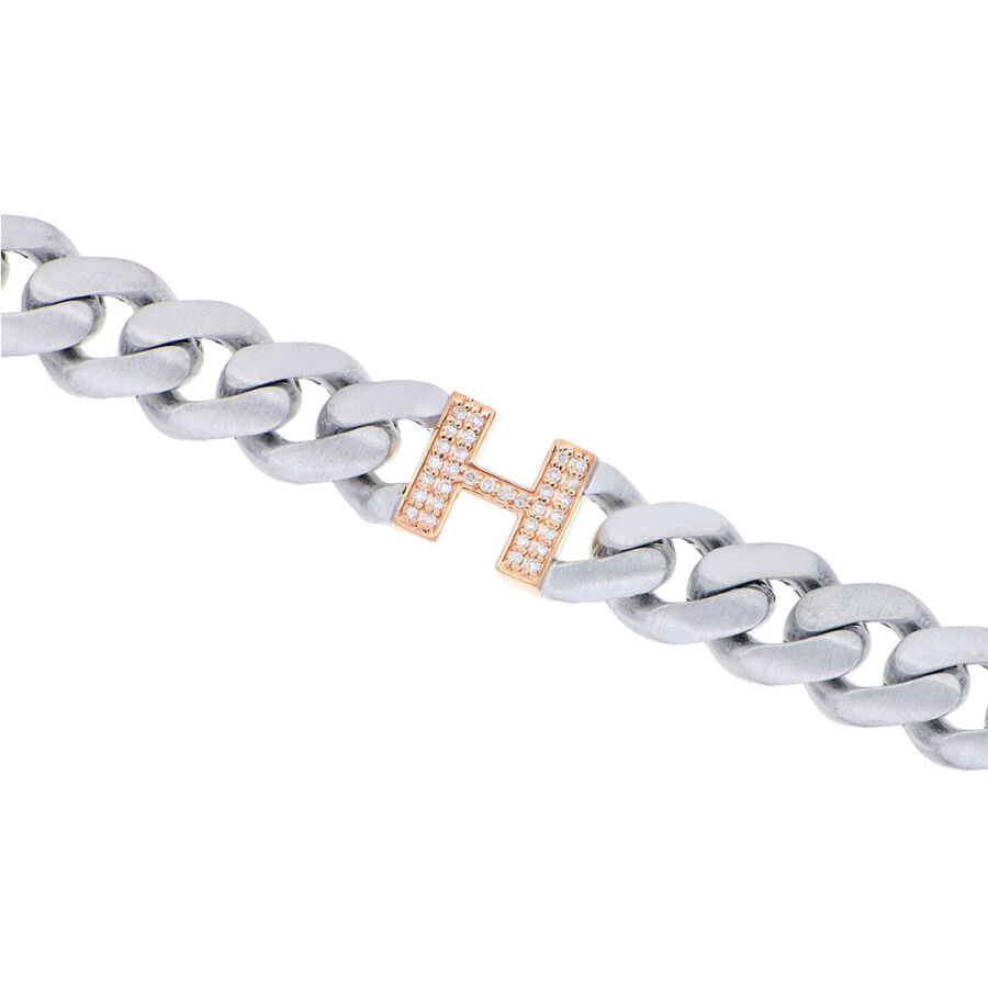 0.13 Carat Diamond Letter H Unisex Bracelet - 1