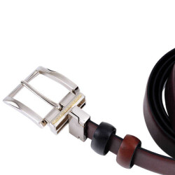 0.14 ct.Double Sided Leather Belt with Diamond - Black & Brown - 3