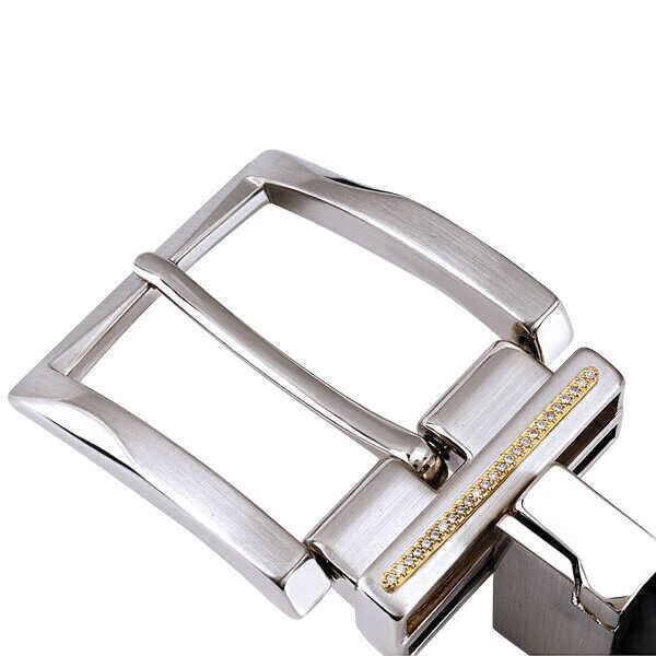 0.14 ct.Double Sided Leather Belt with Diamond - Black & Brown - 4