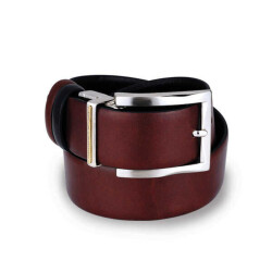 0.14 ct.Double Sided Leather Belt with Diamond - Black & Brown - 2
