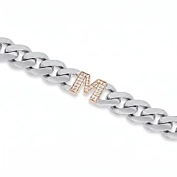 0.15 Carat Diamond Letter M Unisex Bracelet - Zen Diamond