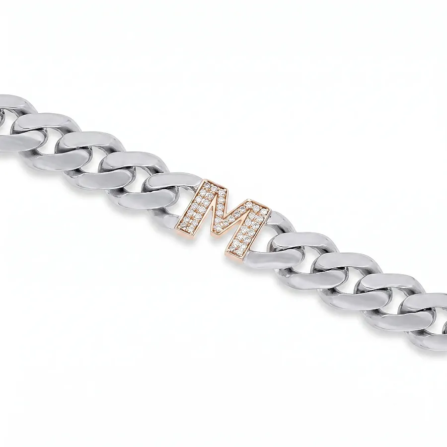 0.15 Carat Diamond Letter M Unisex Bracelet - 1