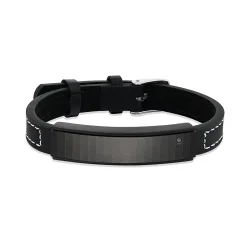 0.15 carat Black Diamond Stainless Steel Man Bracelet - 1